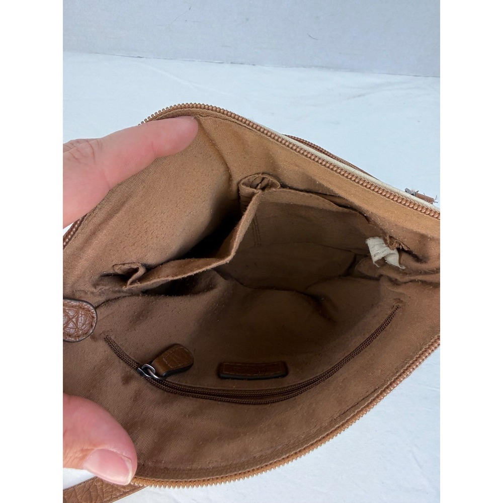 Style & Co Colorblock Crossbody Bag Navy Brown Cream Faux Leather Belted Detail - Picture 5 of 10